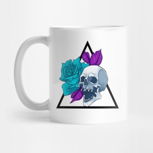 Skull Blue Rose Tattoo Style Mug